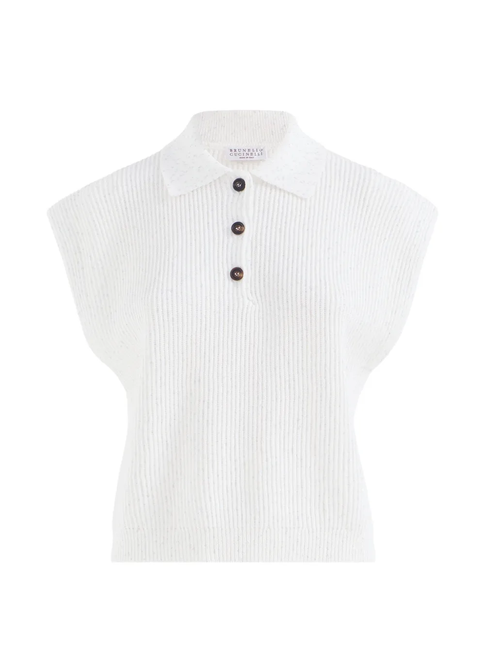 Brunello Cucinelli Katoenen polotrui met Engelse rib en diamantgaren Wit
