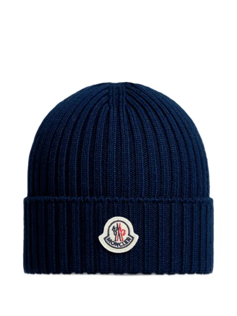 Moncler Enfant gorro tejido de canalé con parche del logo