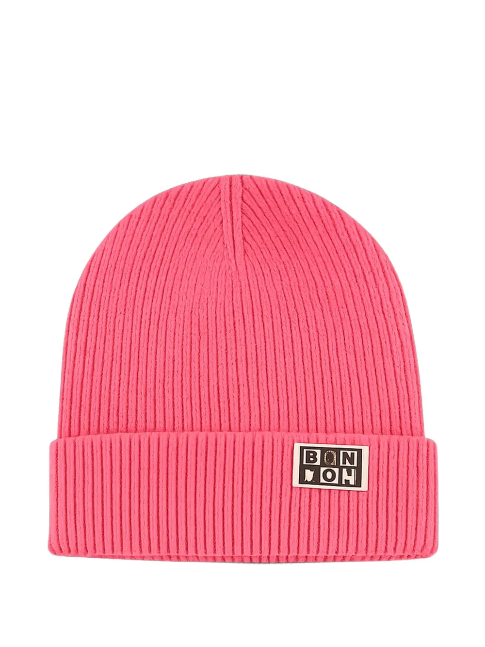 Bonton Myrtille logo-patch ribbed beanie hat - Rosa