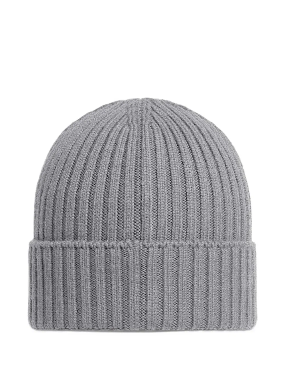 Moncler Enfant logo-patch ribbed-knit beanie hat Grijs