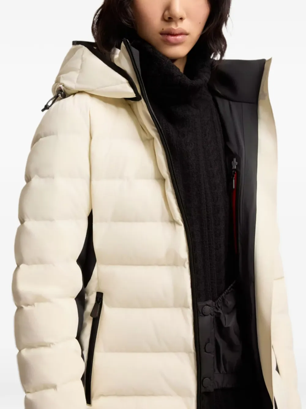 Moncler Grenoble Gewatteerd ski-jack met capuchon Beige