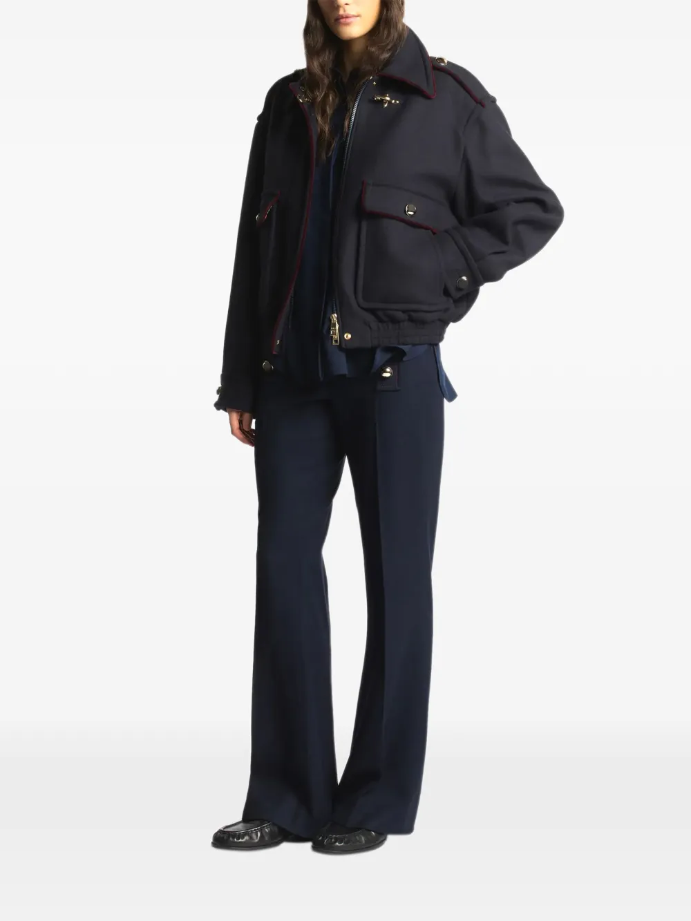 Fay velvet-trim hook jacket Blauw