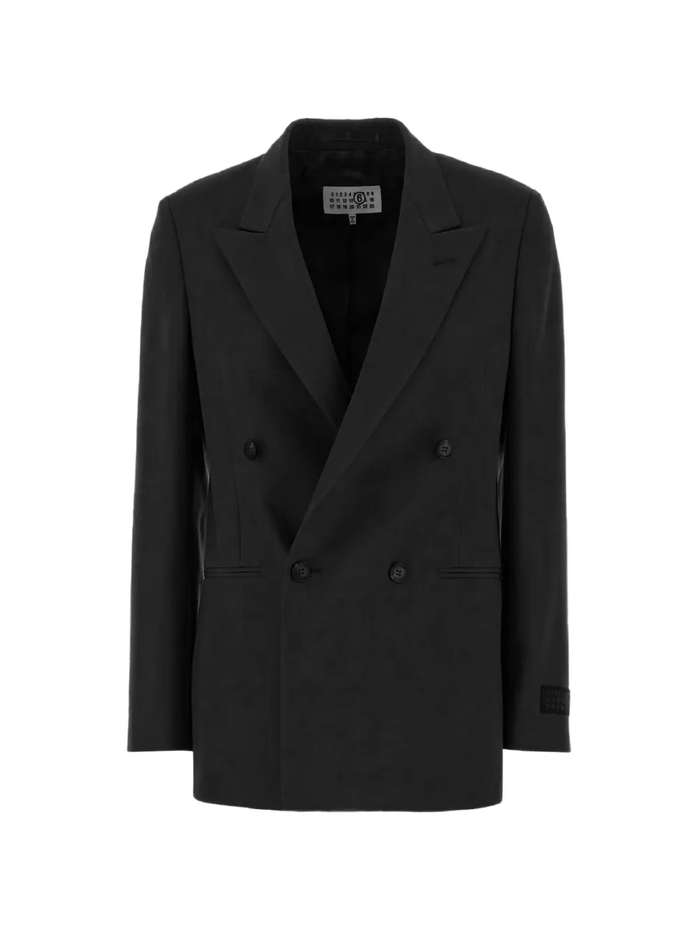 MM6 Maison Margiela double-breasted gabardine blazer Zwart