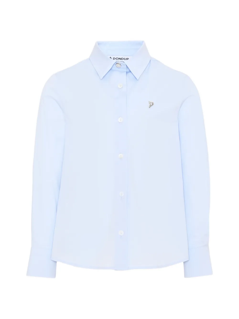 DONDUP KIDS logo-plaque long-sleeve shirt Blauw