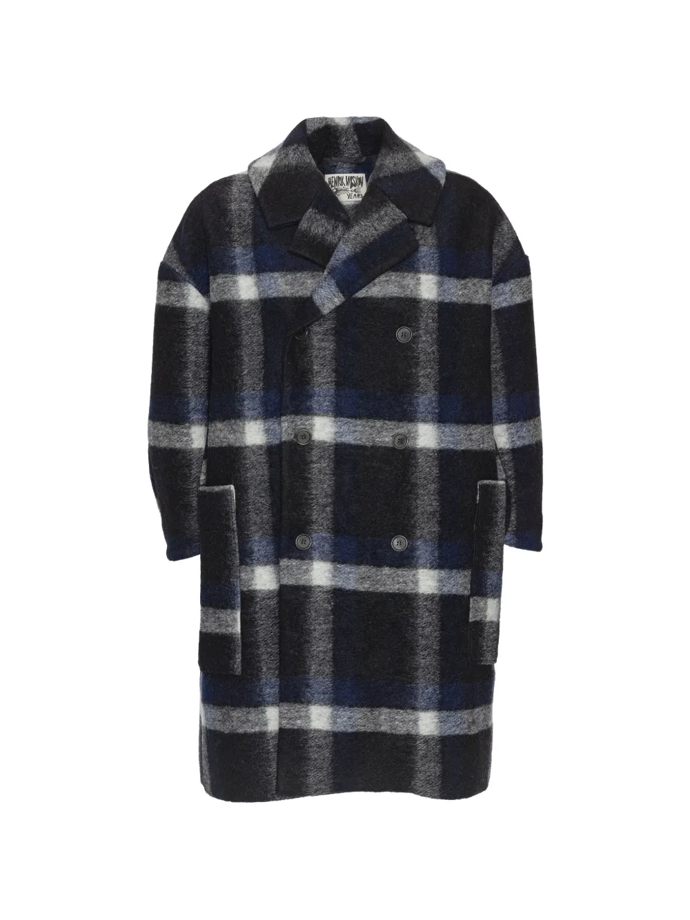 Henrik Vibskov Floating oversized checked double-breasted coat - Blue