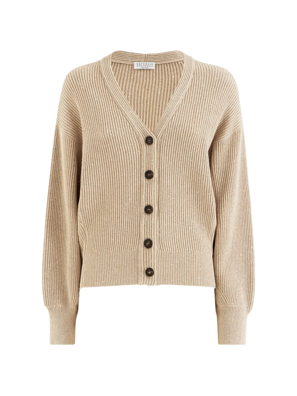 Brunello Cucinelli Katoenen vest in Engelse rib met diamantgaren Beige