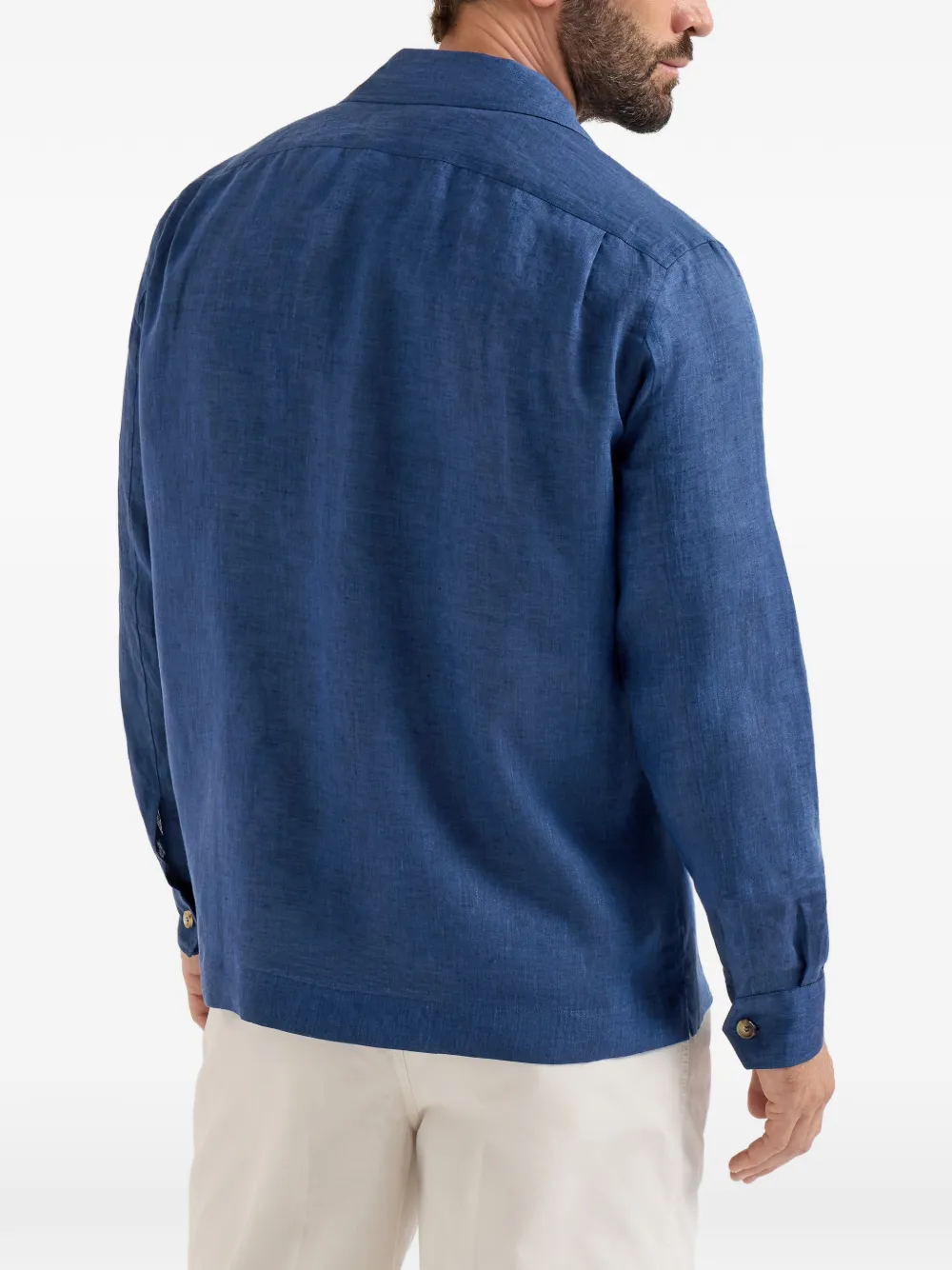 Brunello Cucinelli Linnen overhemd met Crête-details Blauw