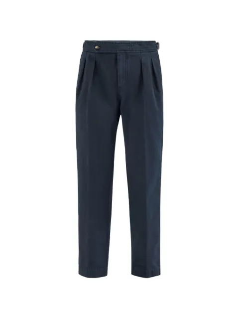 Brunello Cucinelli cotton chevron trousers with reversed double pleats and waist tabs