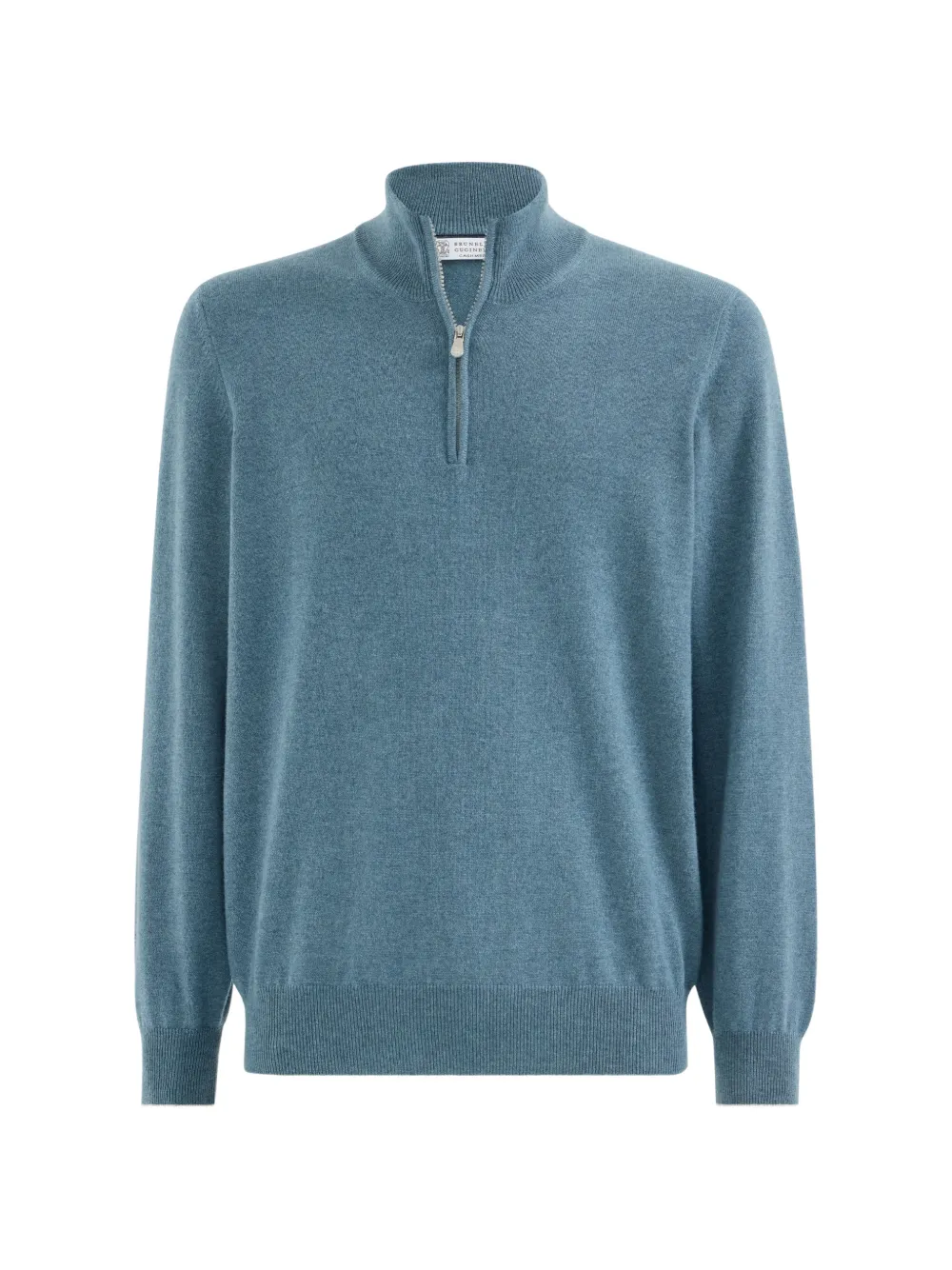 Brunello Cucinelli Kasjmier trui met halve rits Blauw