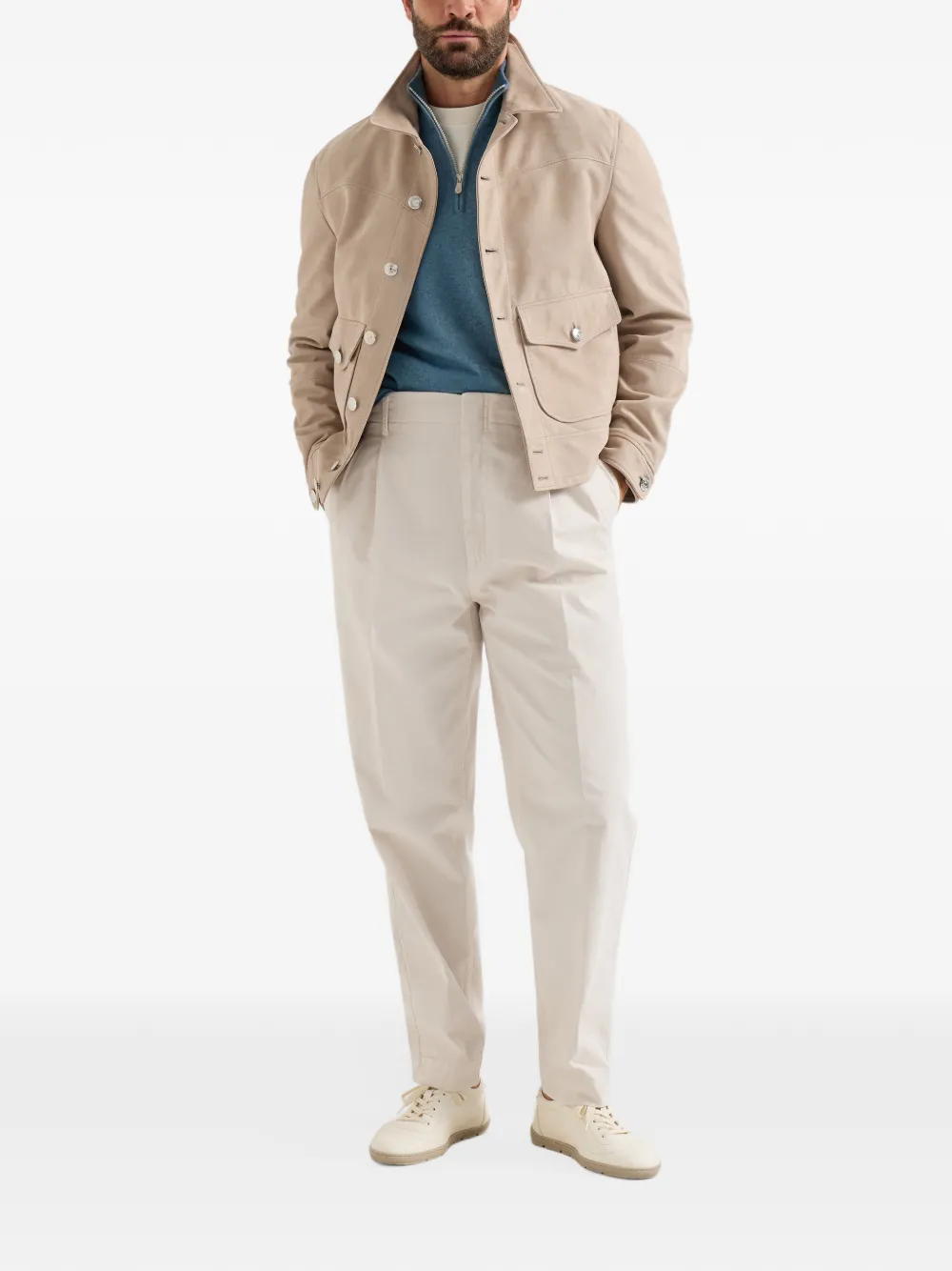Brunello Cucinelli Kasjmier trui met halve rits Blauw