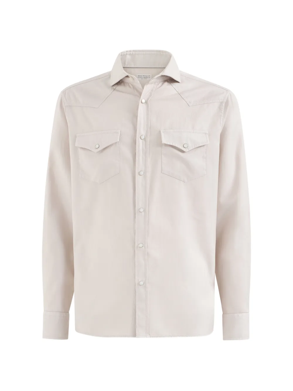Brunello Cucinelli Westernoverhemd van katoen met visgraatpatroon Beige