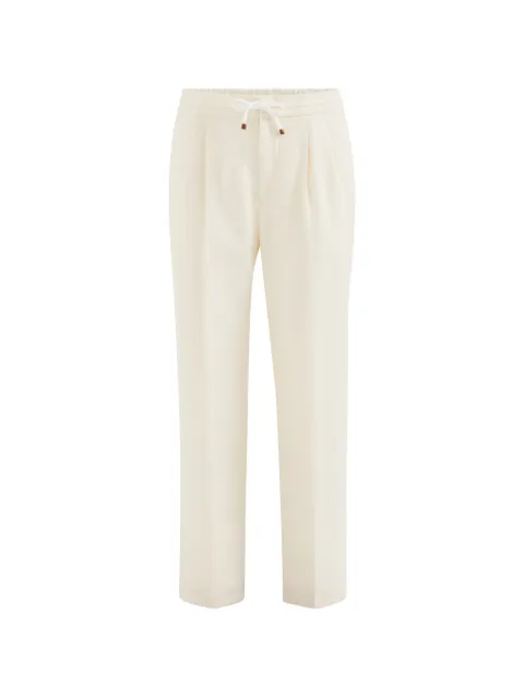 Brunello Cucinelli silk, linen and wool hopsack drawstring trousers