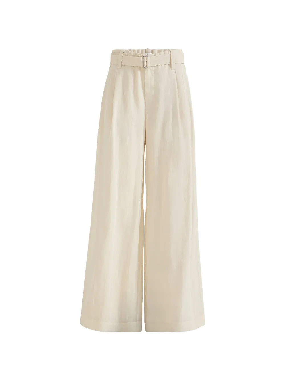 Brunello Cucinelli Flared broek van katoenen organza met plooien ceintuur en Monili Beige