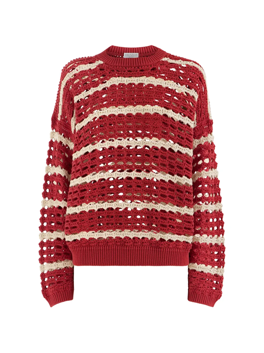 Brunello Cucinelli cotton Marina net sweater - Red