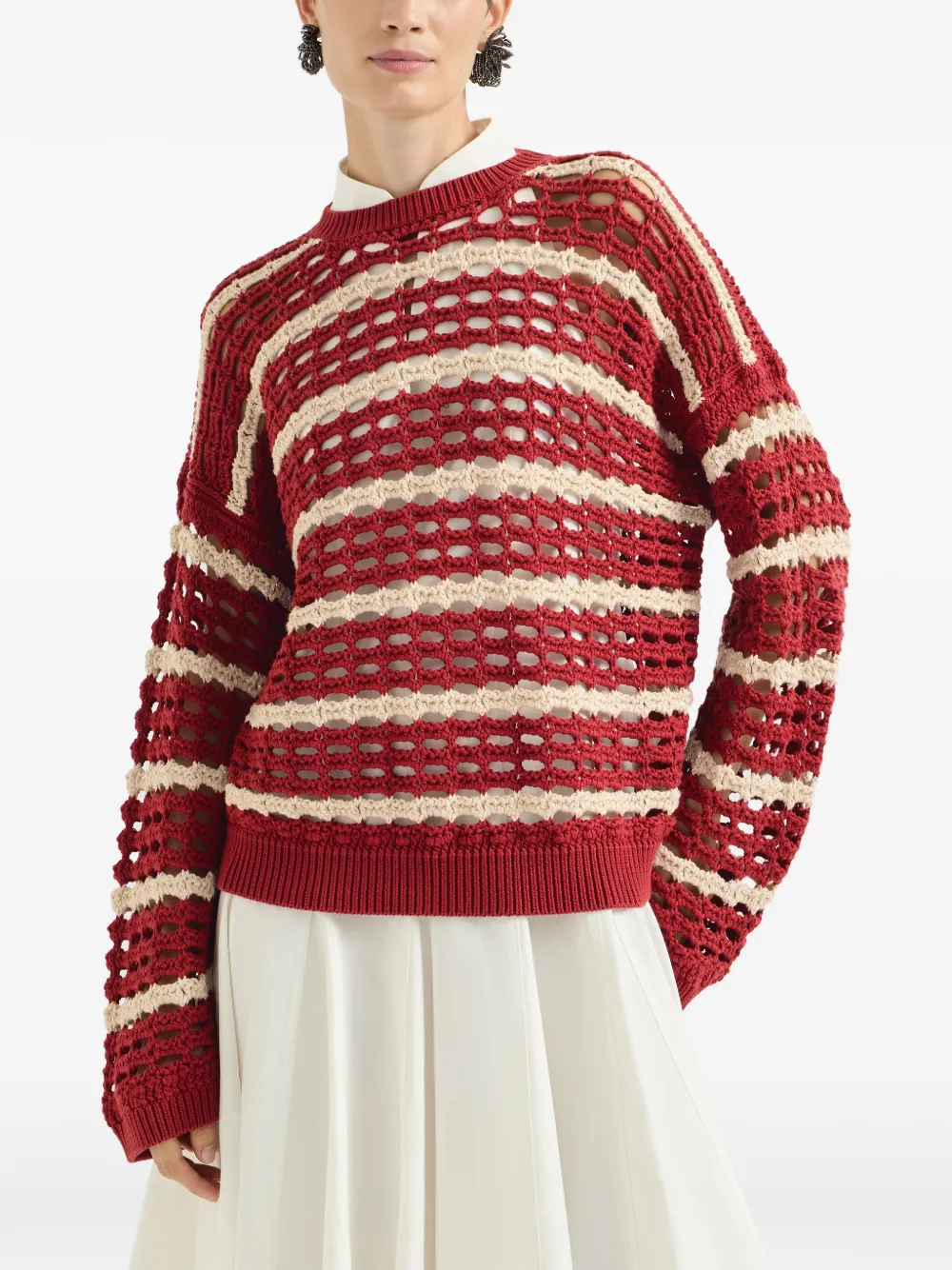 Brunello Cucinelli Marina katoenen nettrui Rood