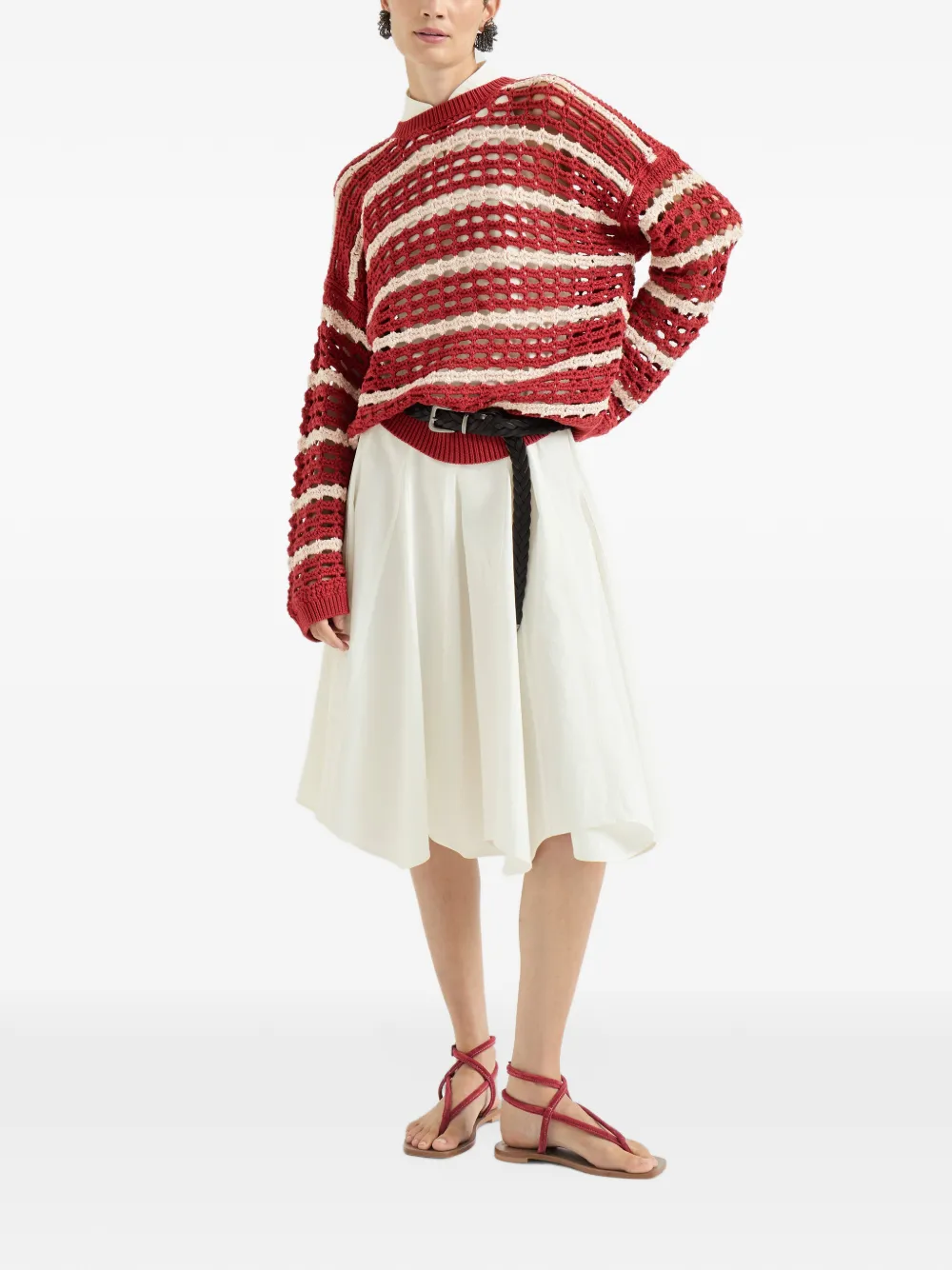 Brunello Cucinelli Marina katoenen nettrui Rood