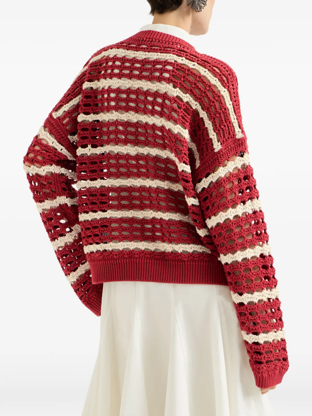Brunello Cucinelli Marina katoenen nettrui Rood