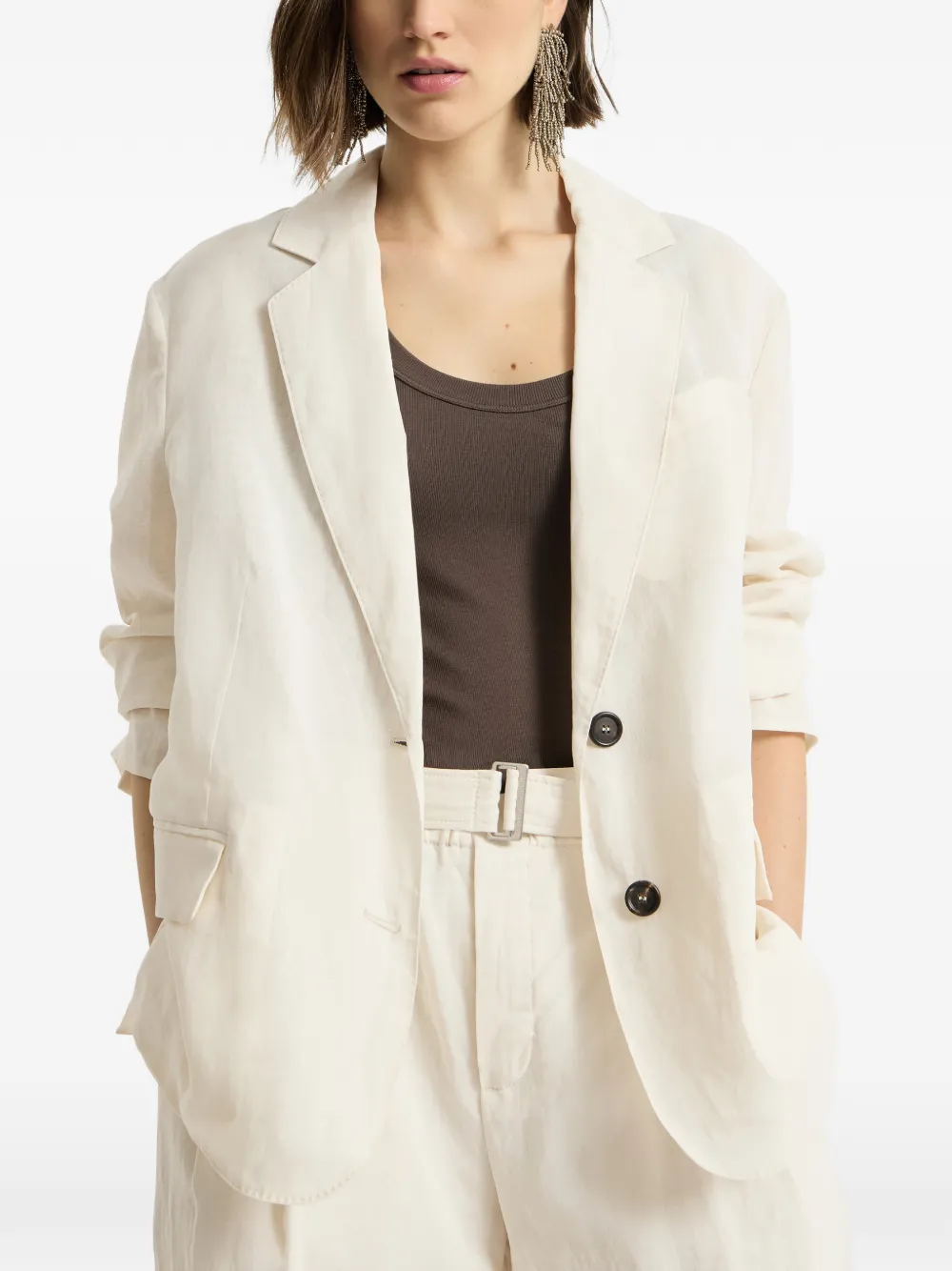 Brunello Cucinelli Katoenen organza blazer met Monili Beige