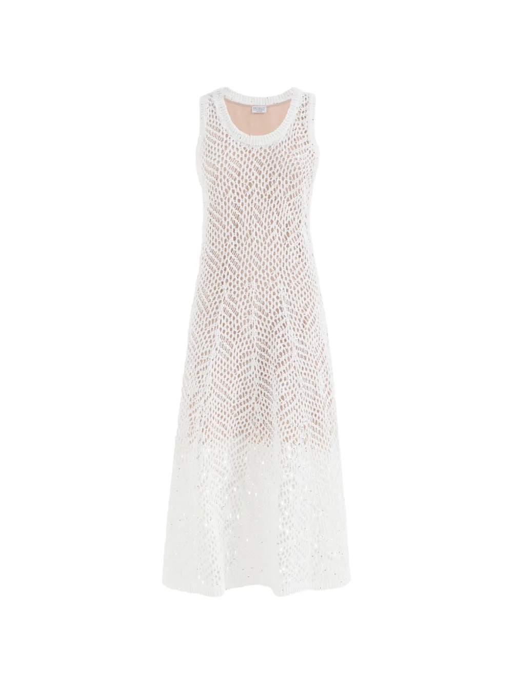 Brunello Cucinelli Linnen jurk met abstract blad-patroon Wit