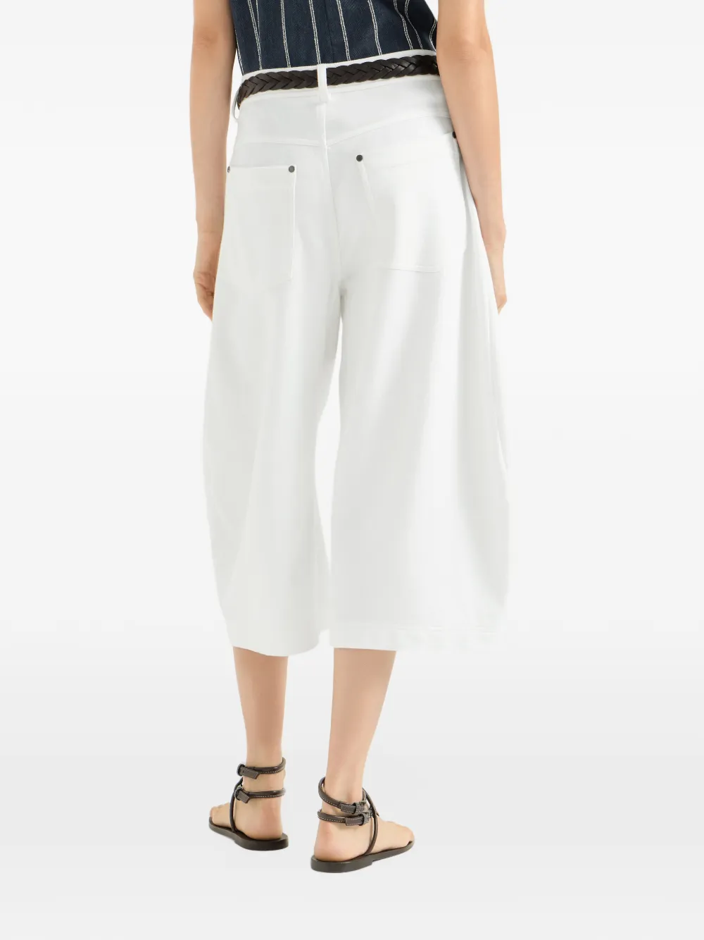 Brunello Cucinelli Cropped broek van katoen en linnen French terry Wit