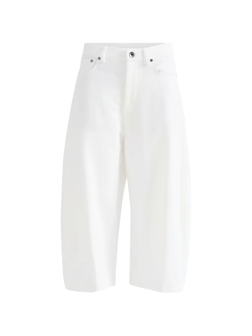 Brunello Cucinelli Cropped broek van katoen en linnen French terry Wit