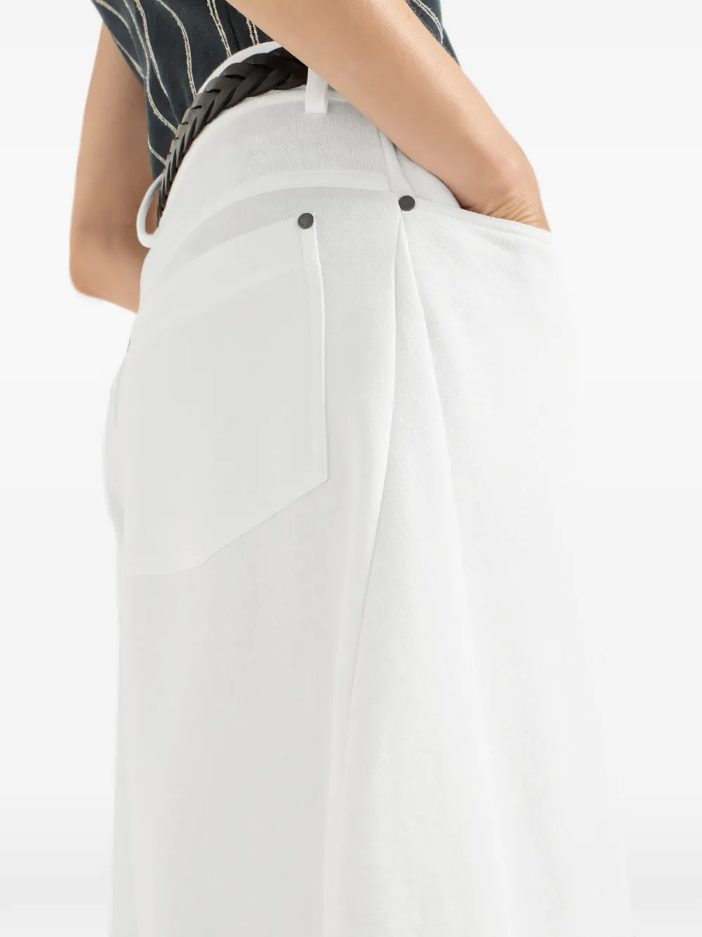 Brunello Cucinelli Cropped broek van katoen en linnen French terry Wit