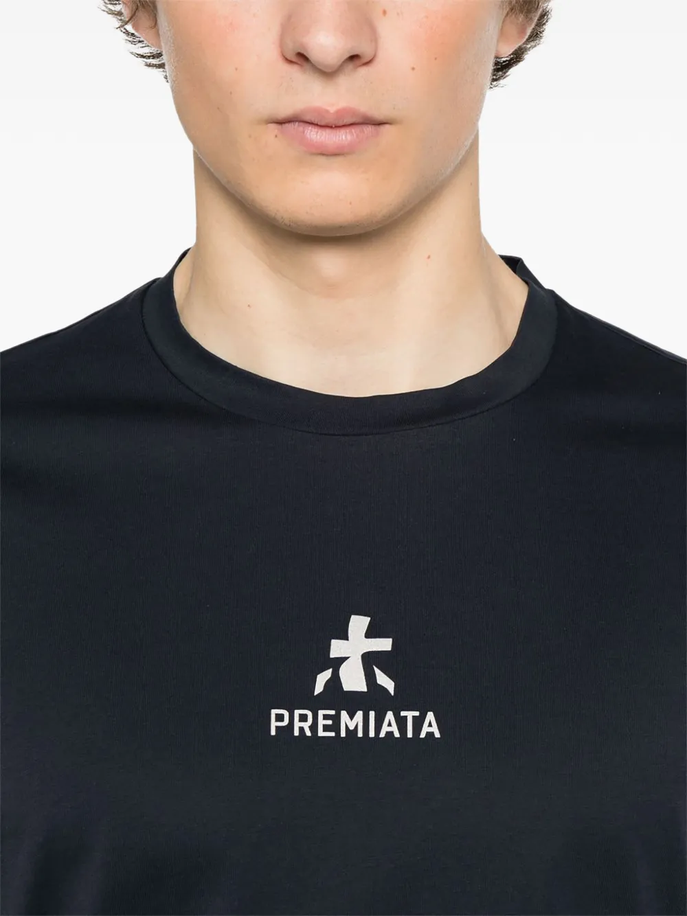 Premiata logo-print crew-neck T-shirt Blauw