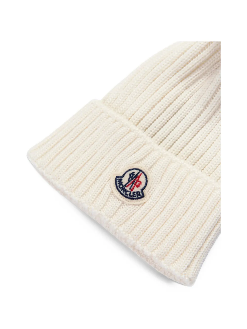 Moncler Enfant Ribgebreide muts met pompon Beige