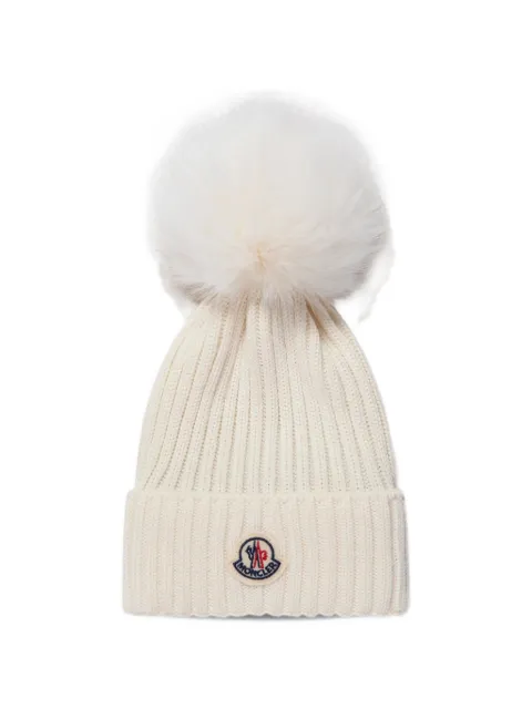 Moncler Enfant gorro de canalé con pompón
