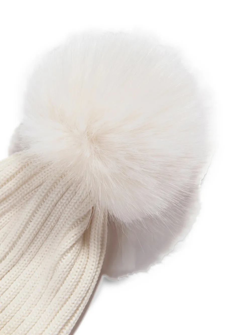 Moncler Enfant Ribgebreide muts met pompon Beige