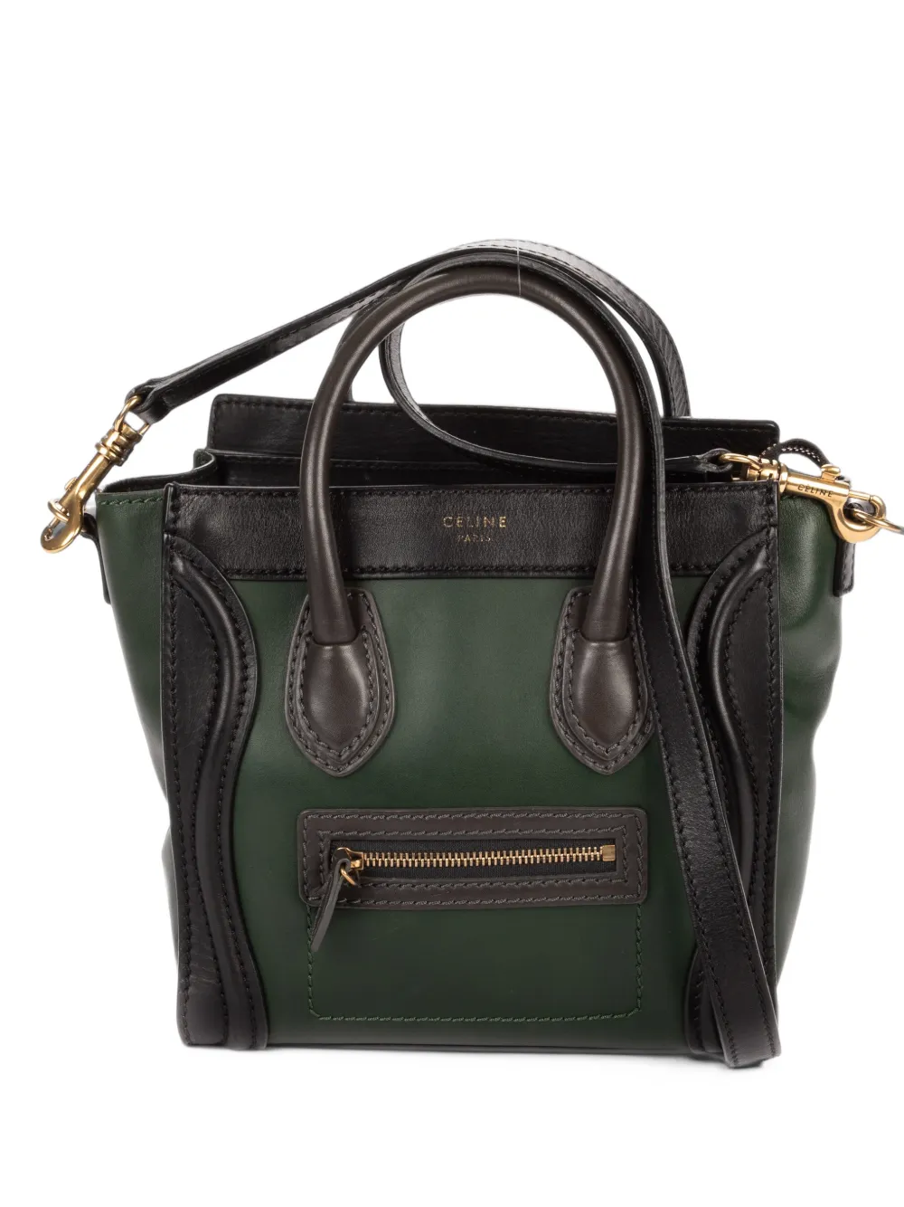 Celine Pre-Owned nano Luggage leather tote bag - Verde