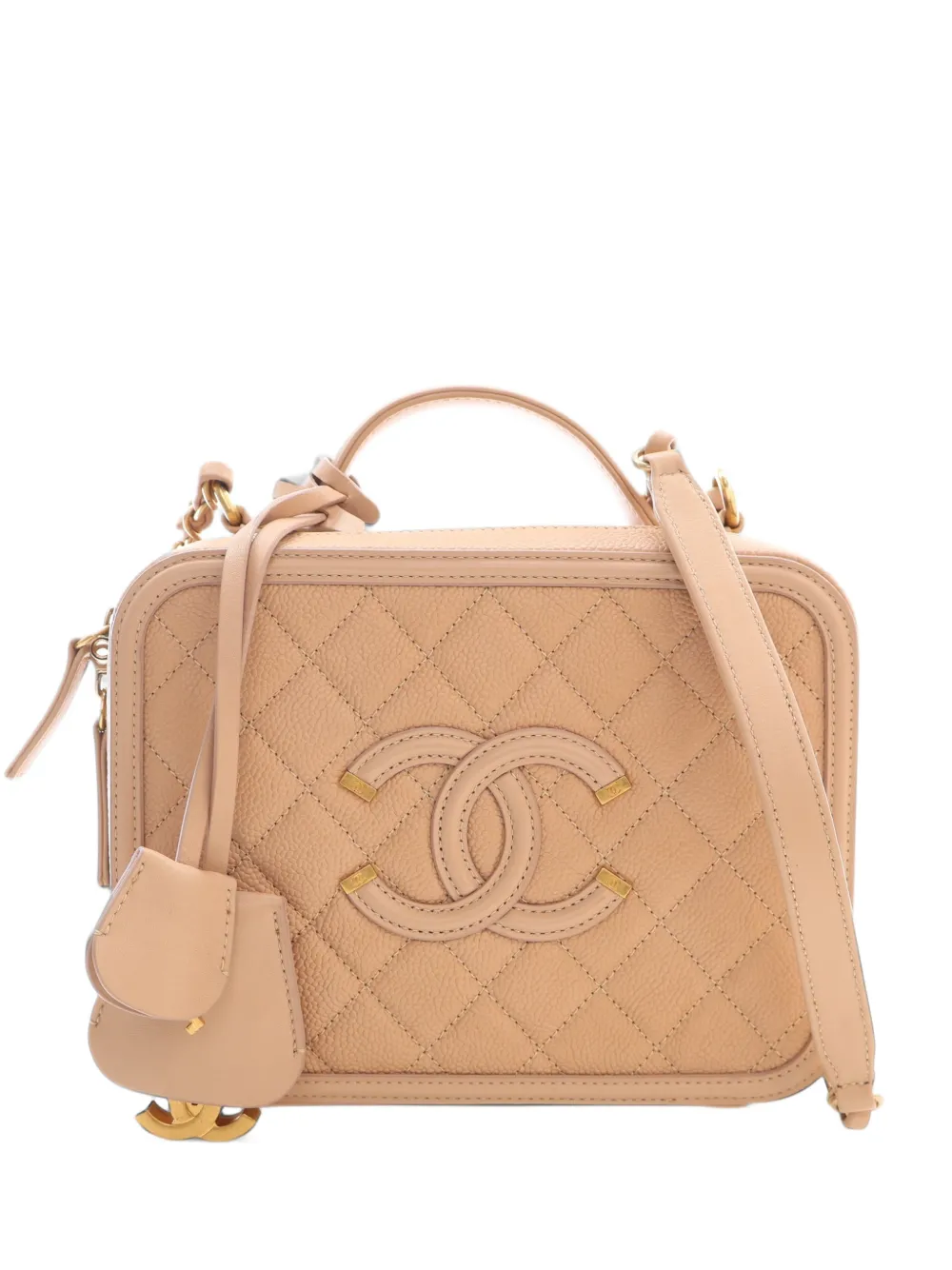 CHANEL Pre-Owned 2016-2017 Medium Caviar CC Filigree Vanity Case satchel - Toni neutri