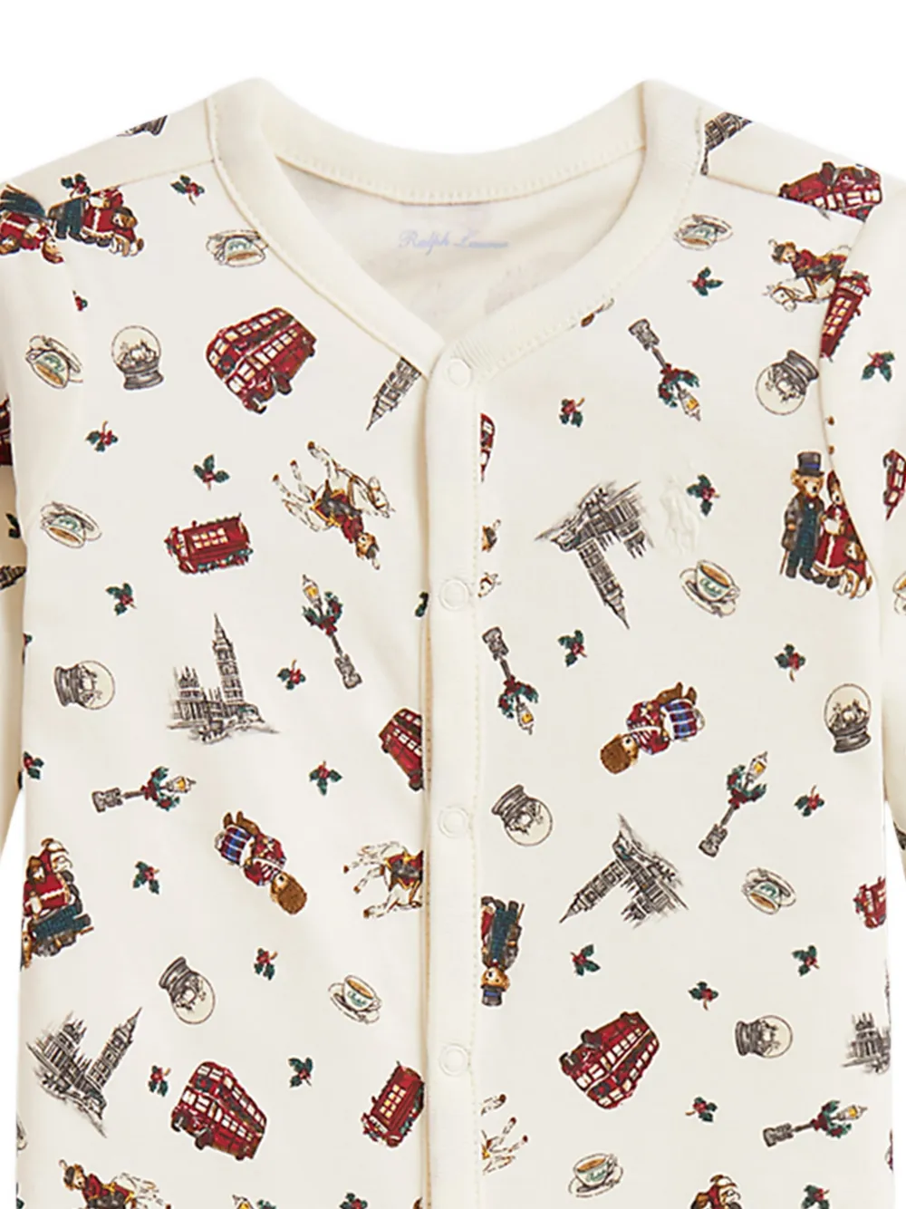 POLO RALPH LAUREN KIDS Polo Bear cotton interlock coverall Beige