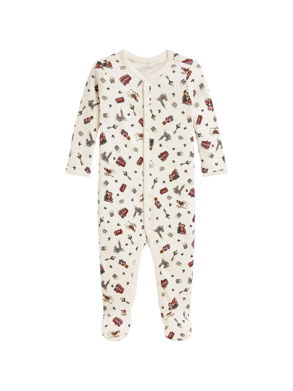 POLO RALPH LAUREN KIDS Polo Bear cotton interlock coverall Beige