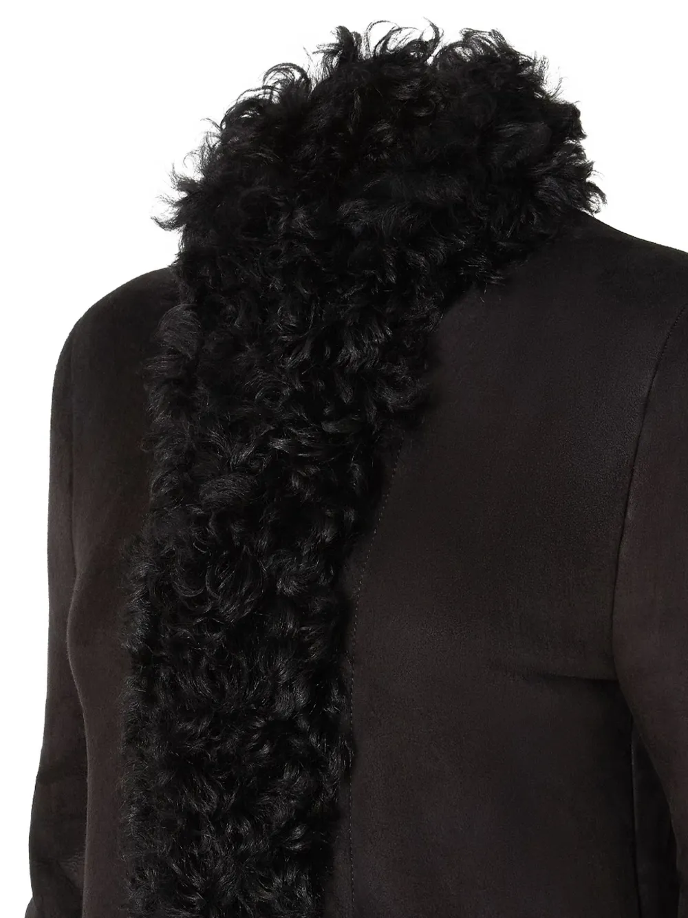 FENDI black merino shearling coat Zwart