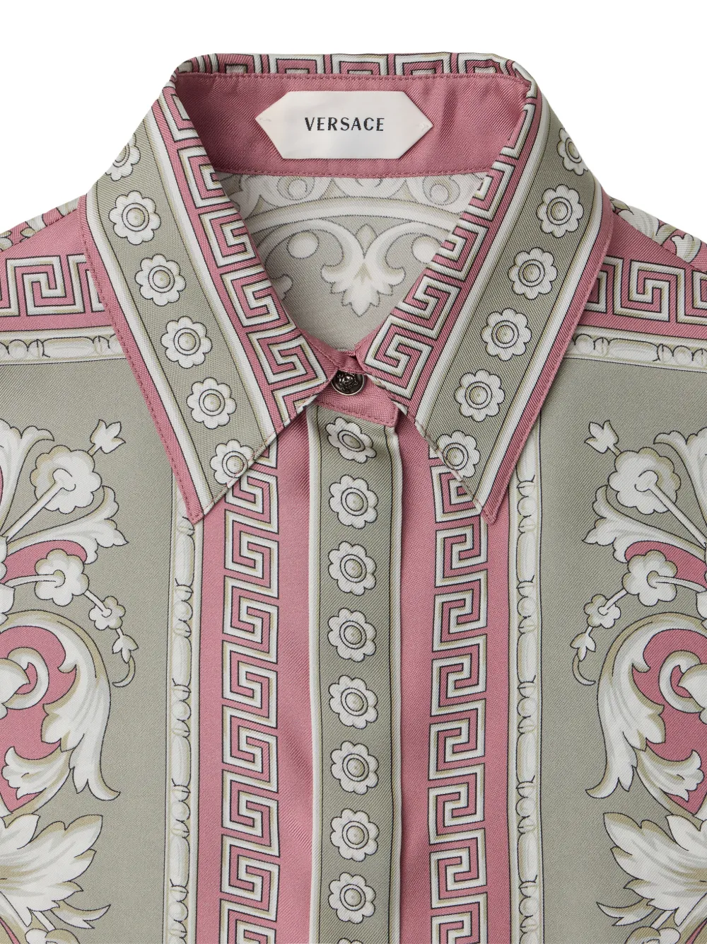Versace printed silk twill mini dress Grijs