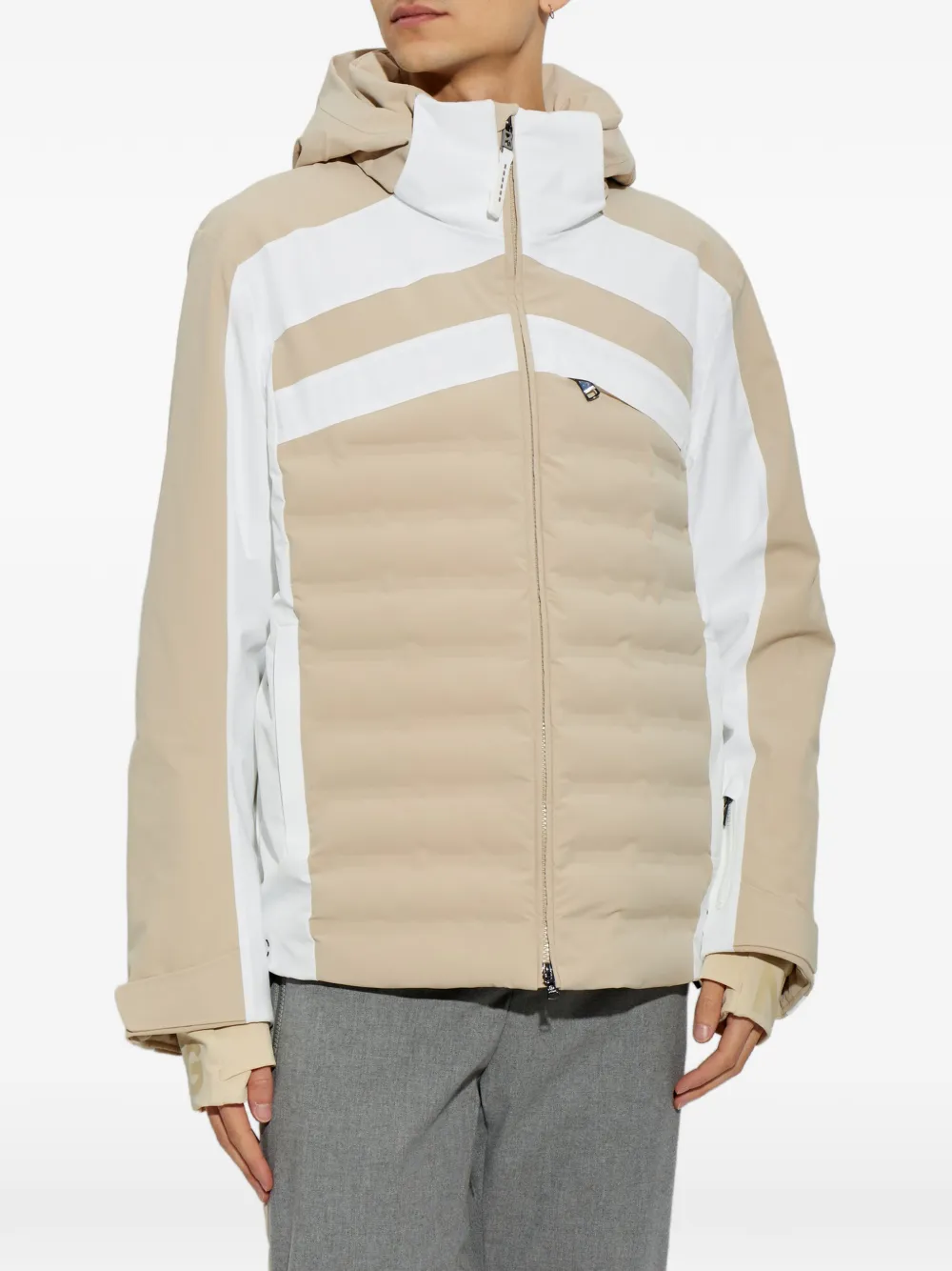 BOGNER Felis quilted hooded ski jacket Beige