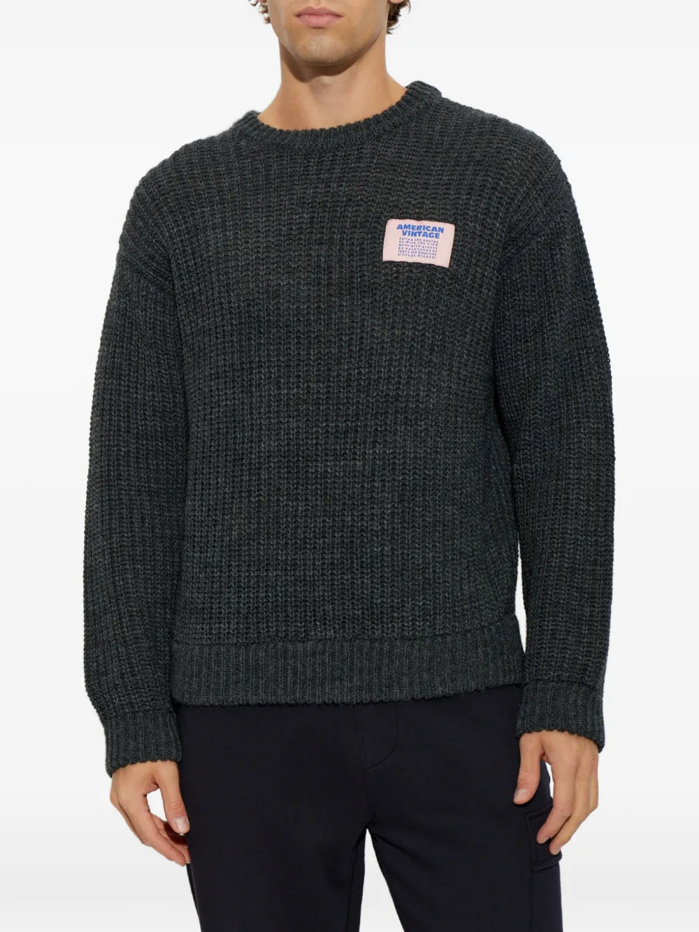 American Vintage Cyrow logo-patch sweater Grijs