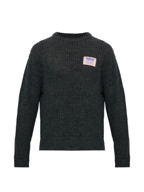 American Vintage Cyrow logo-patch waffle-knit sweater