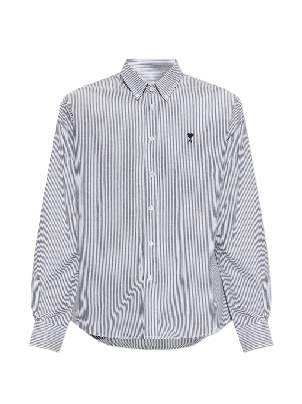 AMI Paris black striped cotton shirt with Ami de Coeur - White