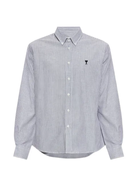 AMI Paris black striped cotton shirt with Ami de Coeur