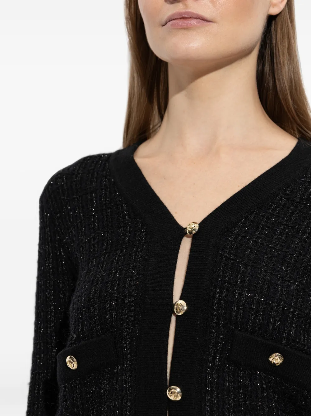 ANINE BING Tessa tweed cardigan Zwart