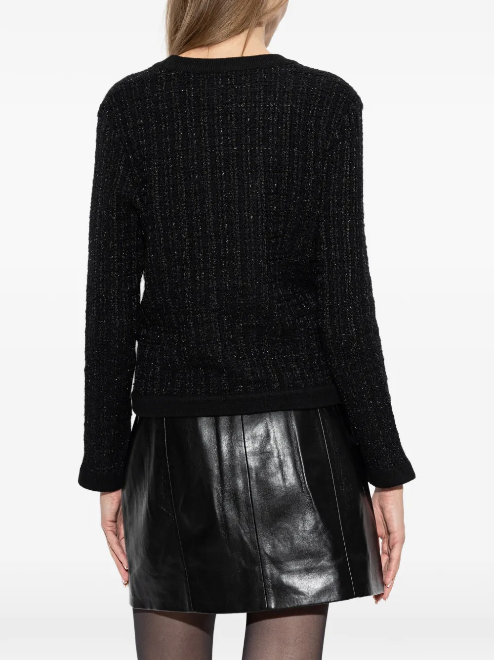 ANINE BING Tessa tweed cardigan Zwart