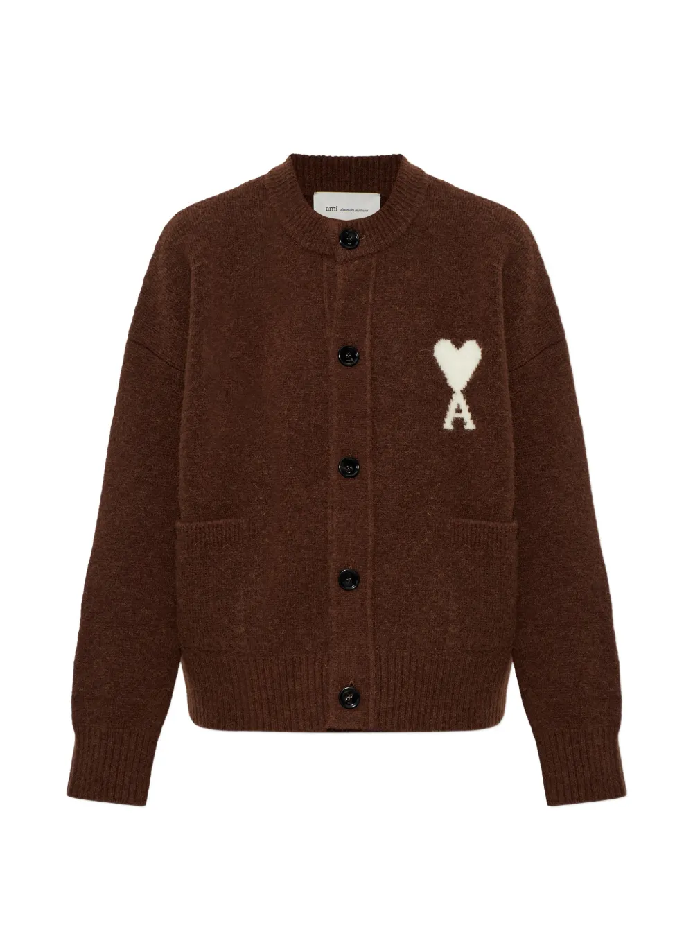 AMI Paris Ami de Coeur intarsia-knit cardigan - Brown