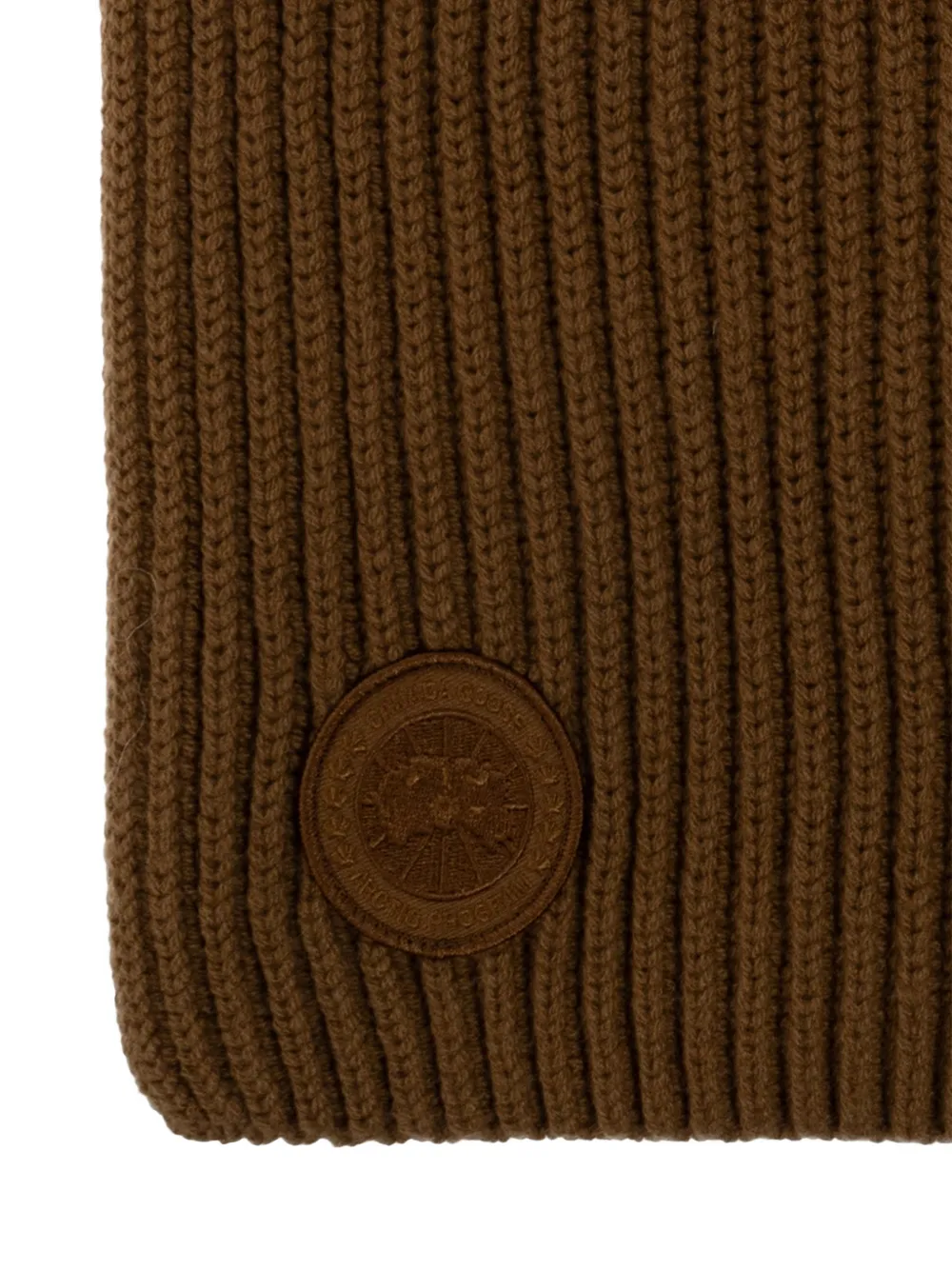 Canada Goose ribbed-knit logo-patch scarf Bruin
