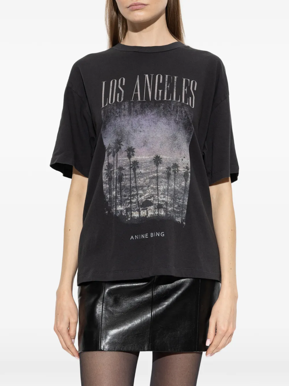 ANINE BING Cade graphic-print T-shirt Zwart