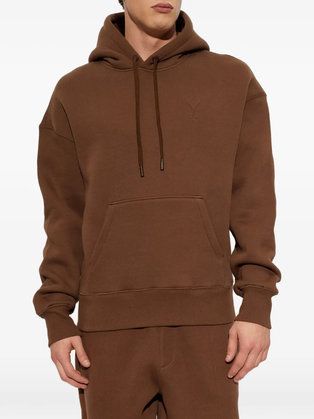 AMI Paris Ami de Coeur drawstring hoodie Bruin