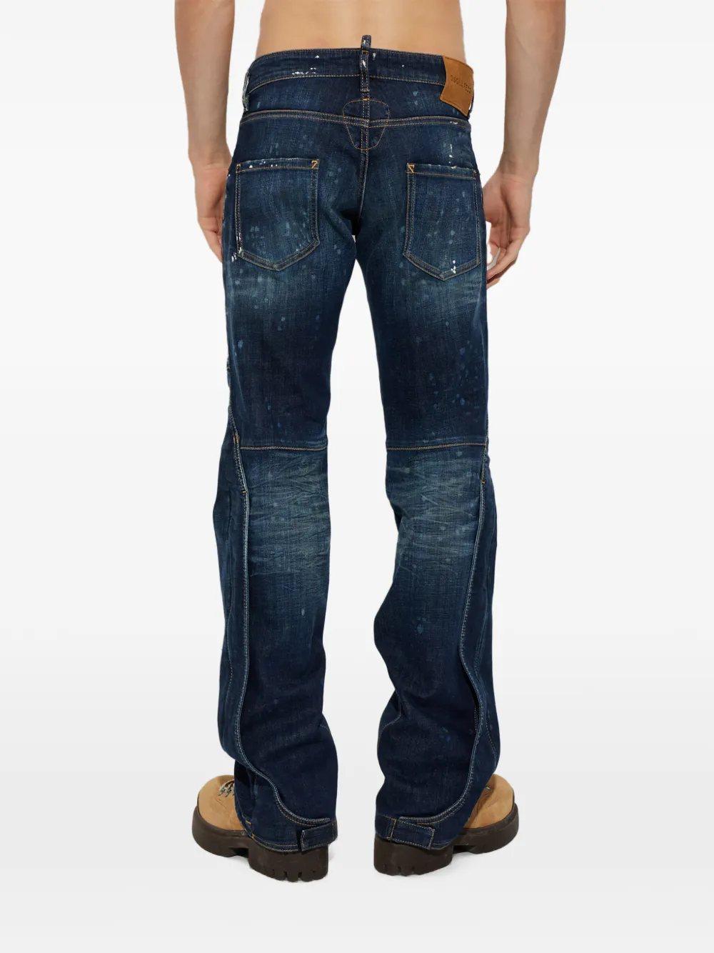 DSQUARED2 distressed paint-splatter jeans Blauw