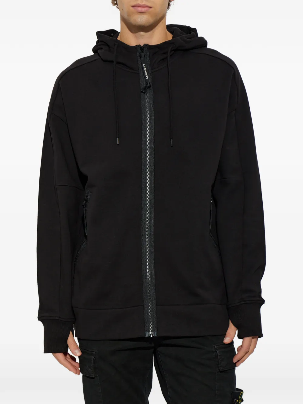 C.P. Company diagonal raised-fleece Goggle zip sweatshirt Zwart