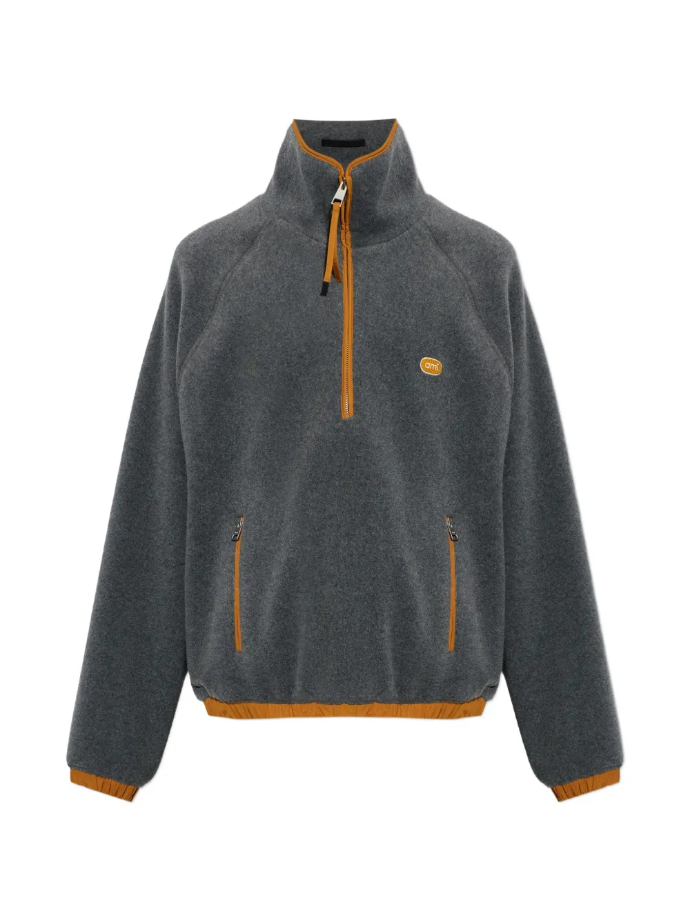 AMI Paris grey fleece vareuse with Ami patch